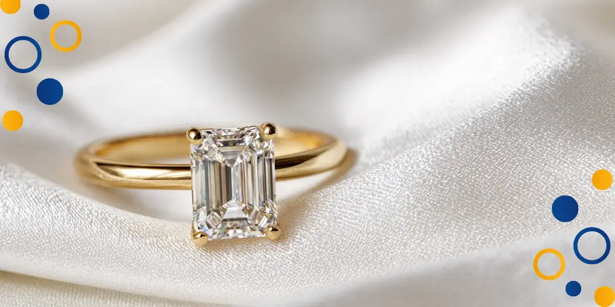 anillo de oro con corte esmeralda