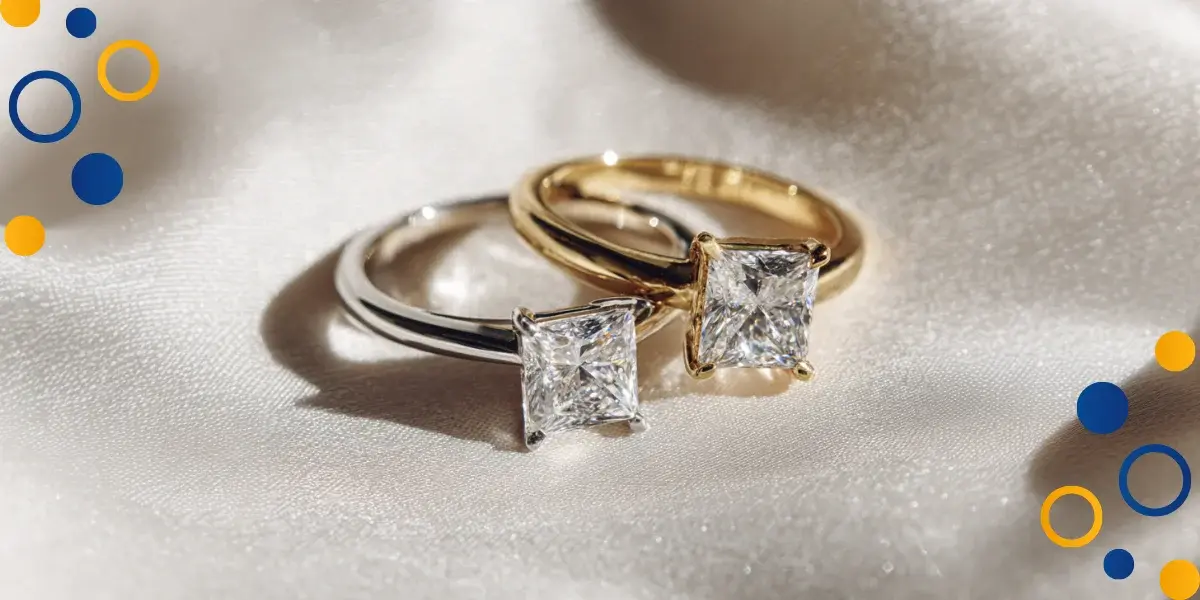 anillos dorados y plateados corte princesa