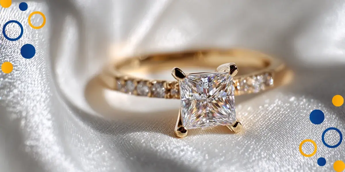 anillos dorados de corte diamante